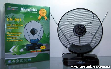 EuroSky ES-001 ТВ-антена ефірна активна DVB-T/T2 кімнатна дециметрова